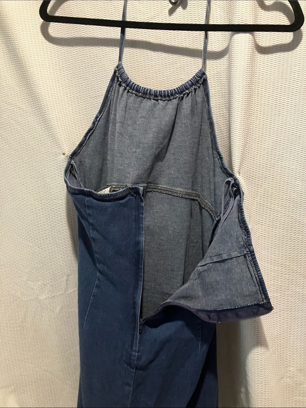 Strapless Denim Halter Mini Dress - Blue - Picture 8 of 8